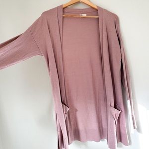 Pale Pink Open Cardigan Split Hem - Size L